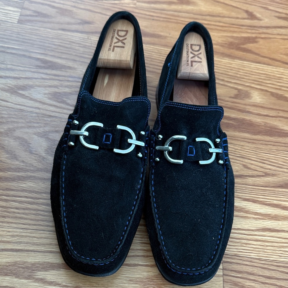 Donald J. Pliner Black Suede Bit Loafers